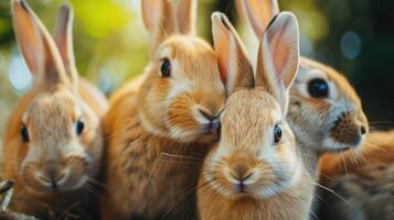 AI generated Group of rabbits closeup photo