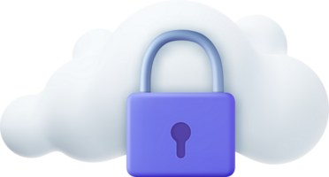 White fluffy cloud and locked padlock png