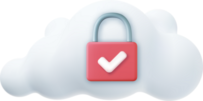 White fluffy cloud and locked padlock png