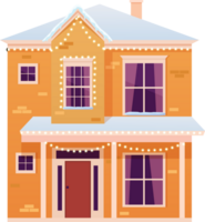 hiver maison avec Noël décoration png