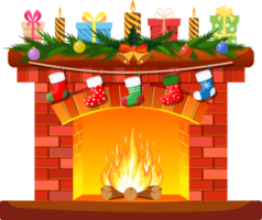 Red brick classic fireplace png