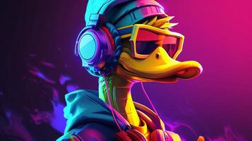 AI generated 3D Duck mascot esport player. Duckman Gaming character background, Esport team Illustration photo