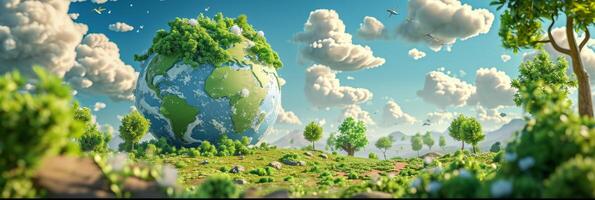 AI generated Eco Friendly Earth Background. Planet Globe Earth for Nature Protection, Earth Day, World Environment Day, Save the World Concept photo