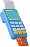 3d Pos terminal with receipt and credit card. png