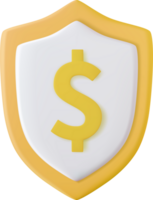 Gold shield with dollar sign. png