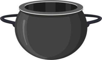 Black cooking pot, empty black saucepan png