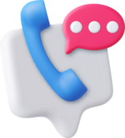 3d Phone handset with speech bubble. png