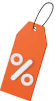 3d online shopping tag price with percentage sign. png