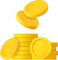 3d apilar de oro monedas icono png