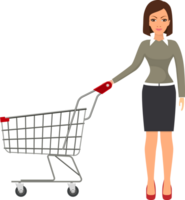 compras mulher com uma carrinho png