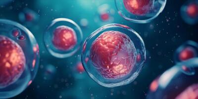 AI generated Human Cells, Embryonic Stem Cell Microscope photo