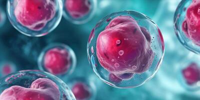 AI generated Human Cells, Embryonic Stem Cell Microscope photo