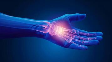 AI generated Wrist Pain, Hand X-ray Anatomy, Highlight Bones and Potential injuries photo