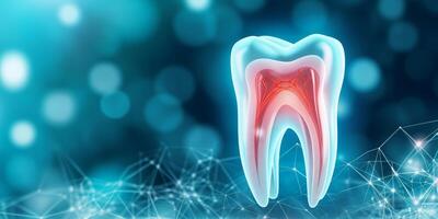 AI generated Toothache, Pain and Sensitive Tooth. Dental illness Symbolizing of Dental Care, Tooth Decay, Oral Health, Tooth caries photo