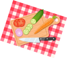 Salad ingredients on cutting board png