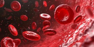 AI generated Human Red Blood Cells Flowing in Blood Vessels. Medical Health Care Concept photo