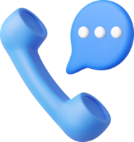 3d retro telephone receiver and speech bubble png