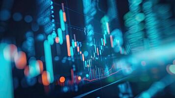 AI generated financial, finance, investment, chart, graph, invest, interface, indicator, rising, stock. drawing line to calculation indicator chart and graph is tools of investment photo