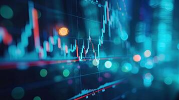 AI generated financial, finance, investment, chart, graph, invest, interface, indicator, rising, stock. drawing line to calculation indicator chart and graph is tools of investment photo