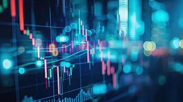 AI generated financial, finance, investment, chart, graph, invest, interface, indicator, rising, stock. drawing line to calculation indicator chart and graph is tools of investment photo