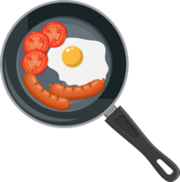 Hot frying pan with fried eggs png