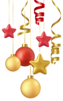 Natale sospeso palle e stelle decorazione png