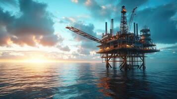 AI generated Petroleum platform oil and gas at sea photo