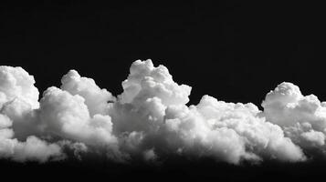 AI generated White clouds isolated on black background, clounds set on black photo