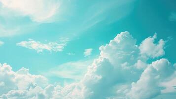 AI generated Summer blue sky cloud gradient light white background. Beauty clear cloudy i photo