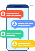 en línea charla mensajes texto notificación en teléfono png