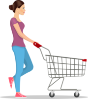 shopping donna con un' carrello png