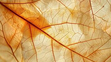 AI generated Close up of Fiber structure of dry leaves texture background. Cell patterns of Skeletons leaves, foliage branches photo