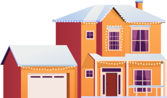 Winter house with christmas decoration png