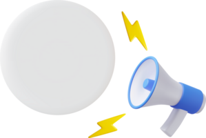 3d megaphone, loudspeaker with speech bubble png