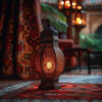 AI generated Vintage Arabic lantern evokes the spirit of Eid al Adha celebration For Social Media Post Size photo