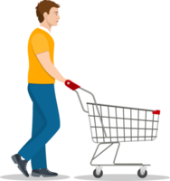 shopping man with a cart png