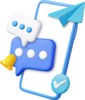 3D Mobile Phone with Speech bubble messages. png
