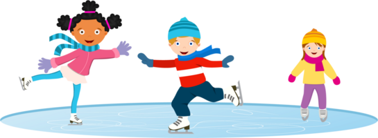 Winter scene with skating children png