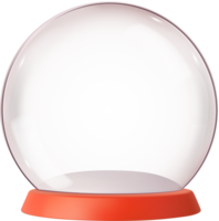 3d Empty snow glass ball with red tray png