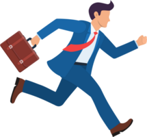 Running businessman with briefcase. png