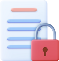 3d documento sicurezza scudo serratura icona png