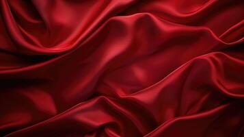 AI generated Red silk background. Dark toned with vignette photo