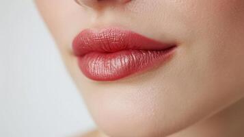 AI generated Close up photo of woman's lips with natural make up on white background