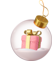 Christmas ornaments glass transparent balls with gift box png