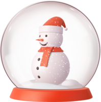 3d transparente nieve globo con monigote de nieve png