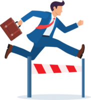 Businessman jumping over the obstacle png