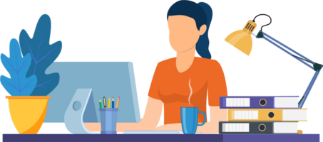 woman working on laptop png