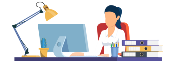 businesswoman working on computer png