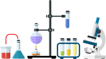 Chemical glassware, laboratory. png