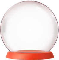 3d Empty snow glass ball with red tray png